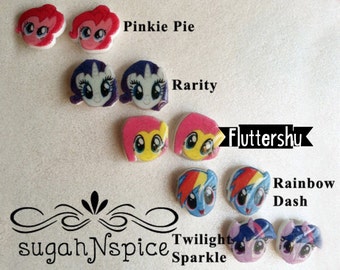 My Little Pony Earrings - My Little Pony Studs - Pinkie Pie Earrings - Rarity Earrings - Twilight Sparkle Earrings - Rainbow Dash Earrings