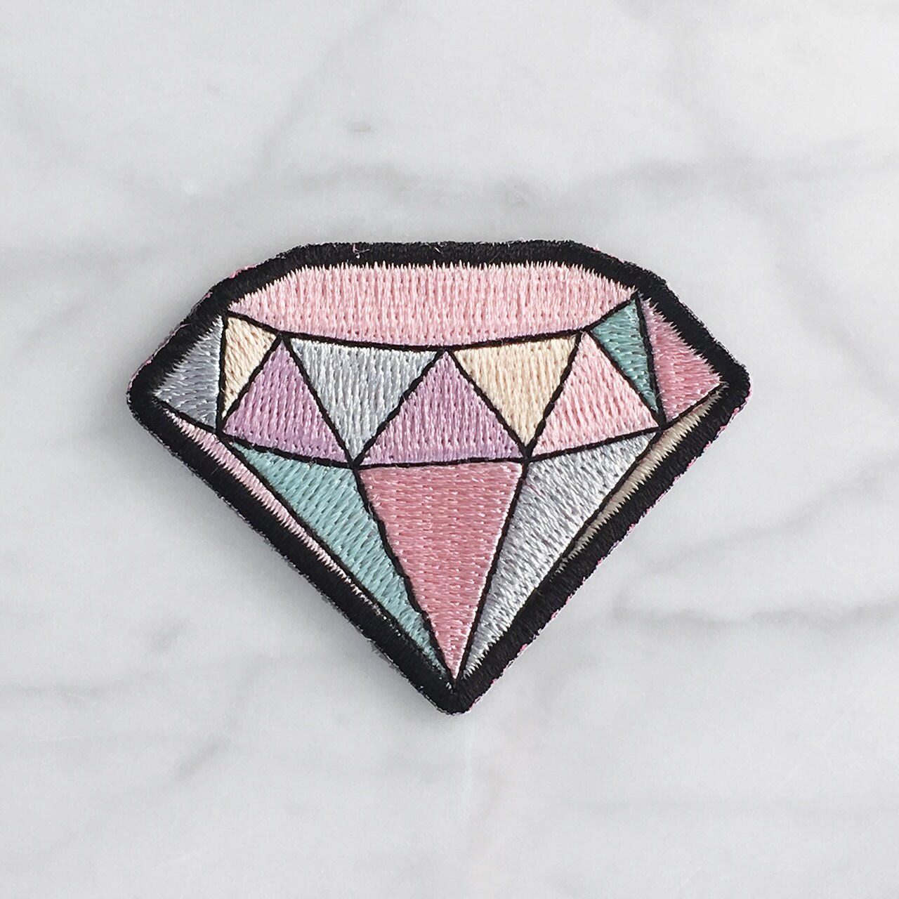 Diamond Patch IronOn Embroidered Applique Pastel