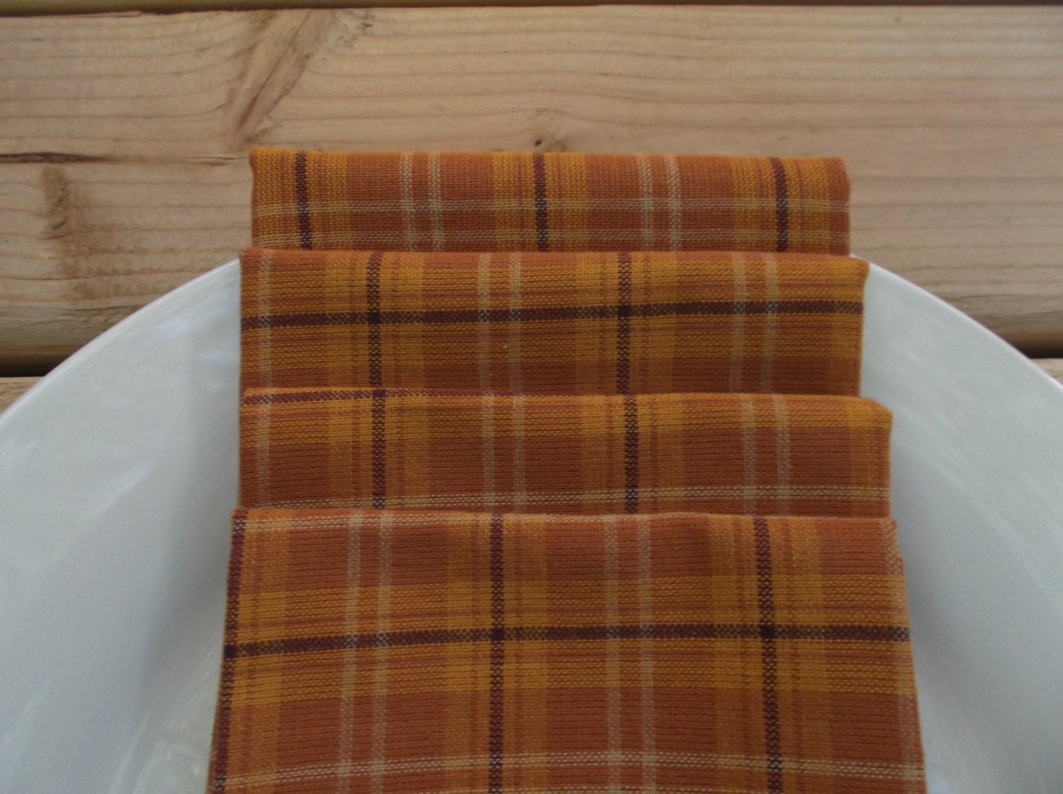 Orange plaid fabric napkins cotton napkins handmade napkins