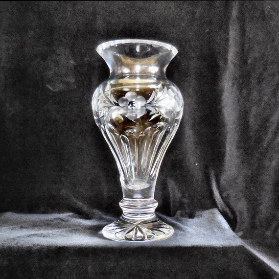 Gorham Large Cut Crystal Vase in the Spring Meadows pattern