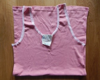 Vintage Soviet Woman Pink Tank Maika/ Shirt/ Undershirt, Unused, Made in USSR in 1980 s.