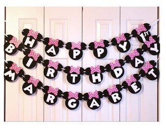 Minnie Mouse Birthday Banner | Minnie Mouse 1st Birthday Party Decorations | Minnie Mouse Garland | Pink Minnie Mouse Banner