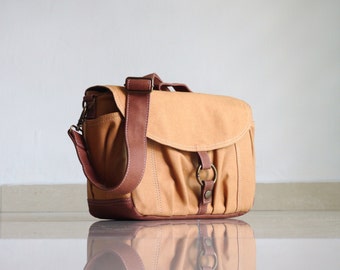 Sale SALE - Koi-S, Khaki Brown, Canvas Camera Bag/ Camera Bag/ dslr camera bag/ Women Camera Bag/ Gift, 40% OFF