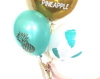 P24 Party Like A Pineapple Balloon Decals Set Pineapple Balloons Party Balloons Pineapple Decals Banana Leaf Balloons Leaf Custom Balloons
