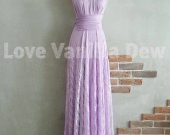 Bridesmaid Dress Infinity Dress Lilac Lace Floor Length Maxi Wrap Convertible Dress Wedding Dress