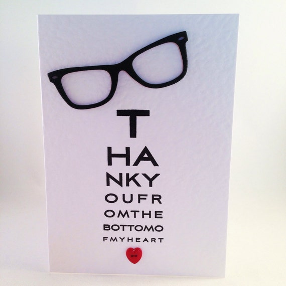 Items similar to Thank You Card Opticians Eye Chart Spectacles Eye Chart Thank You