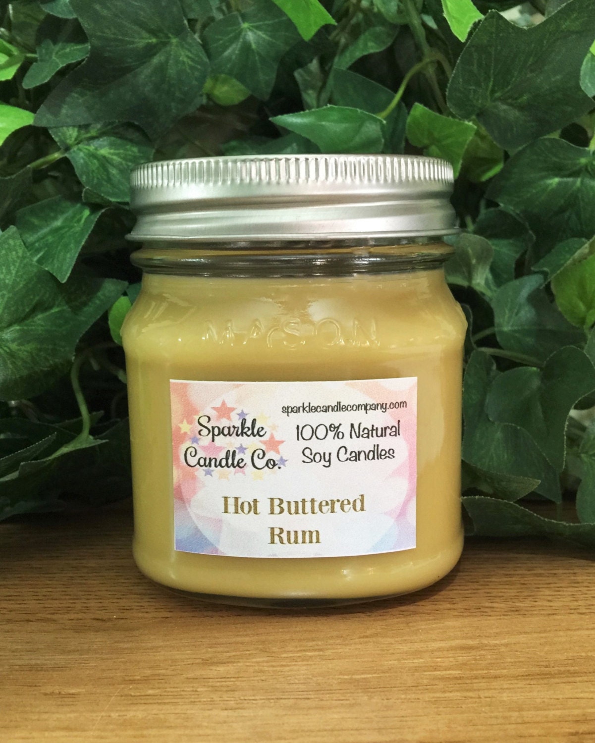HOT BUTTERED RUM Scented Candle 8 oz Mason Jar Homemade