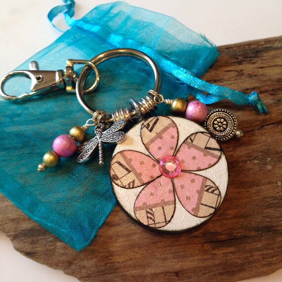 Boho Flower Keychain Colorful Beaded Flower Keychain