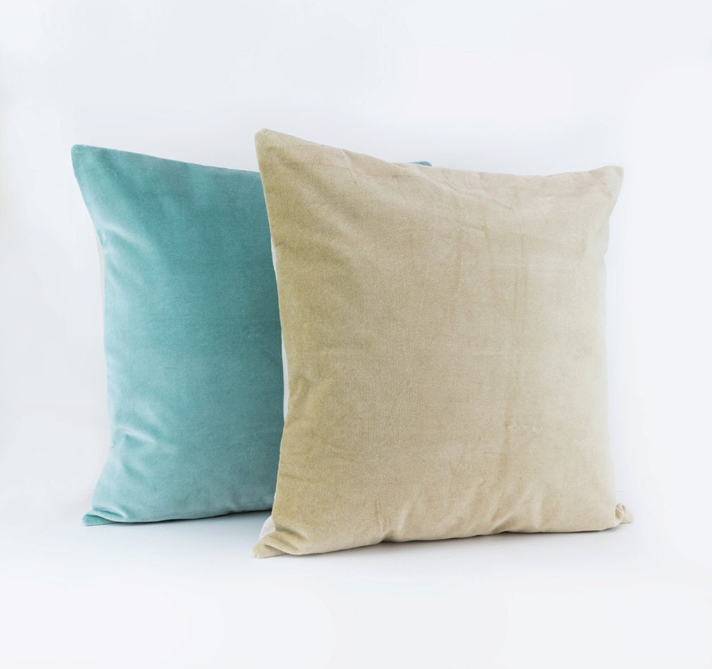Beige velvet throw pillow Beige floor cushion by LinenandStripes