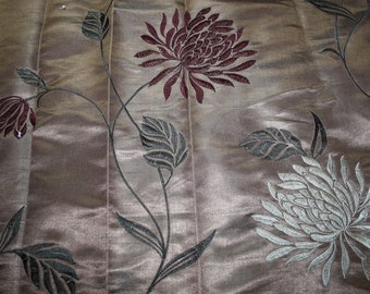 Embroidered Floral Brown Leaves Dress Fabric Silky Tailoring Home Sewing 68 x 97 cm Art&Craft Needlecraft Supplies