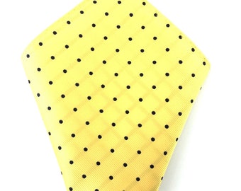 Mens Pocket Square. Mustard Yellow with Blue Polka Handkerchief. Yellow Pocket squares. Partywear Hanky. Tuxedo Tie Necktie Pocket Square.