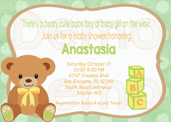 50% Off Teddy bears and block abc baby invitation-Baby Showers