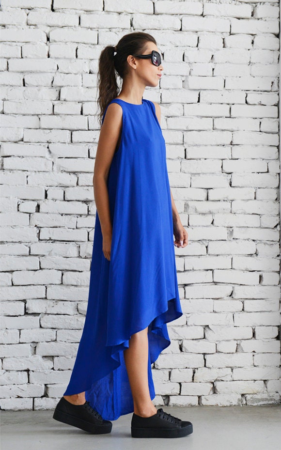 Loose Royal Blue Dress/Asymmetric Casual by Metamorphoza on Etsy