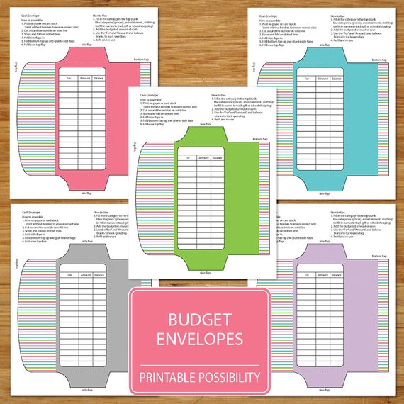 Cash Envelopes Set Of 5 Printable Budget Envelopes Budgeting