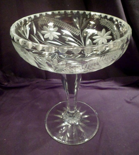 Very Large American Brilliant Period Cut Crystal Compote