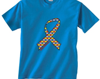 Autism Awareness Puzzle Pieces Ribbon Autistic Support Help T-Shirt