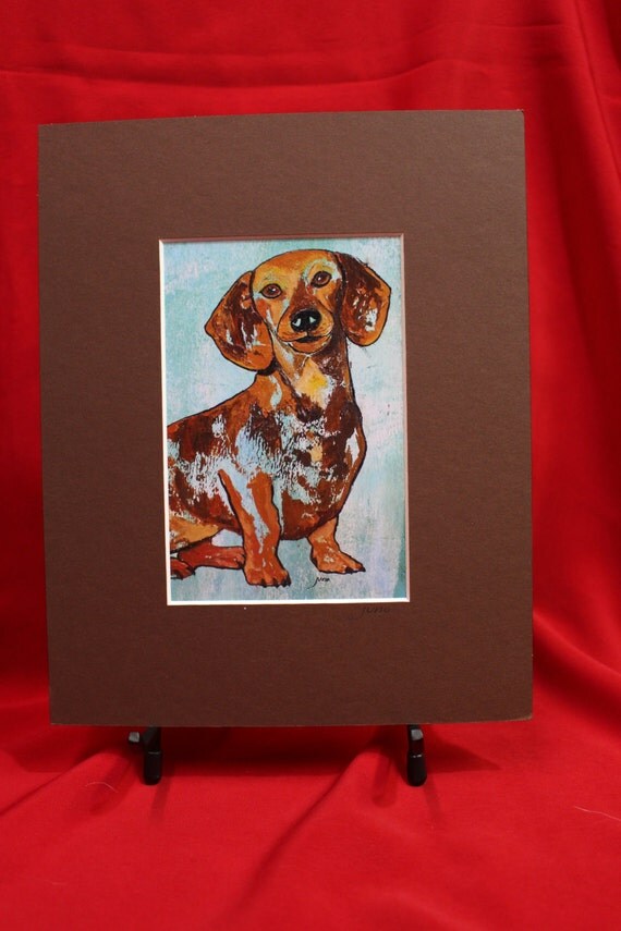 Abstract Dachshund Original Wall Art Brown Dachshund