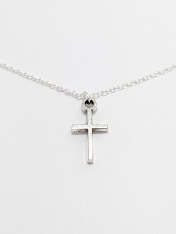 Silver Cross Necklace/Antique Silver Cross Necklace/Cross