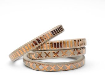 SANDY DAYS - Ceramic Stoneware Bangle - Copper Detail