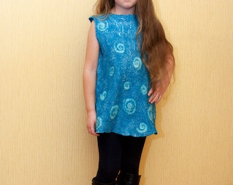 Comfortable and delicate nuno felted dress for girl