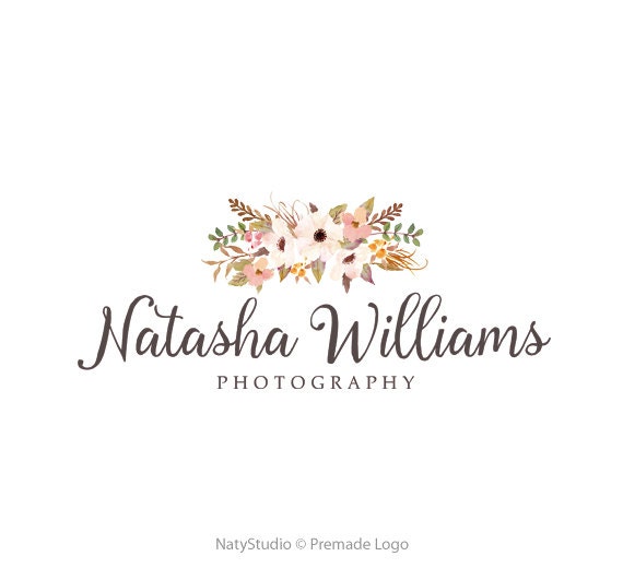 Items similar to Floral logo premade logo design flowers logo boho chic ...