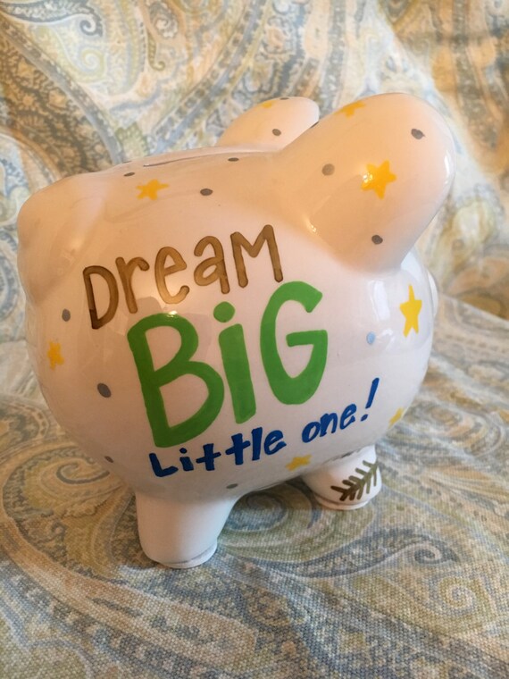 Personalized Piggy Bank with Quote by LittlePiggyInTheCity on Etsy