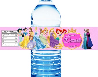 Items similar to Princess Water Bottle Label - Digital File on Etsy