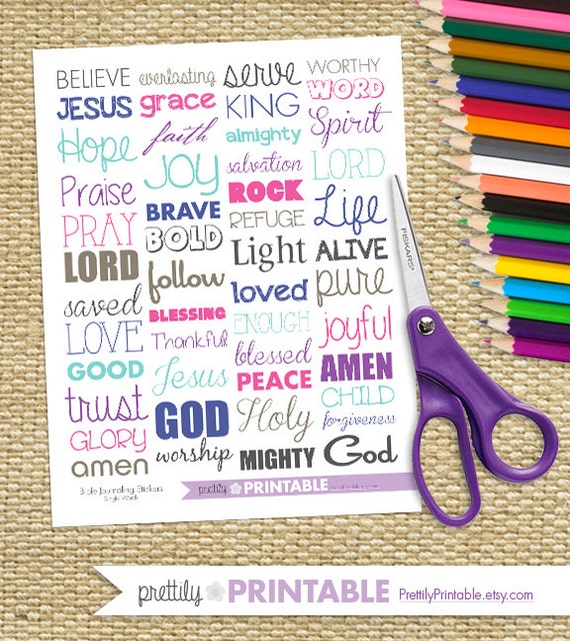 bible journaling stickers printable one word