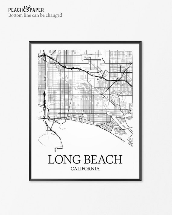 Long Beach Map Art Print Long Beach Poster Map of Long Beach