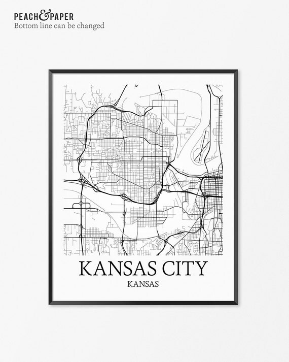 Kansas City Map Art Print Kansas City Poster Map of Kansas