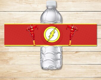The Flash Water Bottle Label // The Flash Drink labels // The Flash Water Bottle // Superhero Party // The Flash Party Favors