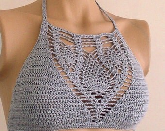 Crochet Halter Top Pattern Crochet Bikini Top by LOVEKNITCROCHET