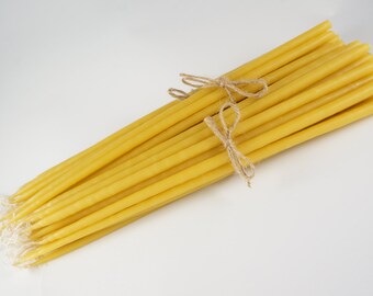 Discount Packs - 100% Pure Natural Beeswax Candles Dipped Taper Church Handmade in Greece Byzantine Orthodox (12" by 1/4 inch)
