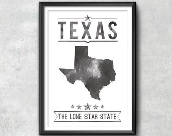 Texas State Typography Print, Typography Poster, Texas Poster, Texas Art, Texas Gift, Texas Decor, Texas Print, Texas Love, Texas State, Map