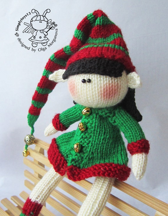 Doll Elf girl. Knitting pattern. Knitted round. Elf ...
