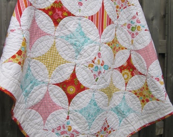 Custom quilt - patchwork quilt - cathedral window quilt - orange peel quilt - homemade quilt - twin quilt- crib quilt - full quilt