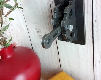 Steampunk Light Switch Cover with Lever / Gear / Steel / Functional Metal Art / Industrial Lighting / Unique Lighting / Home Decor Gift