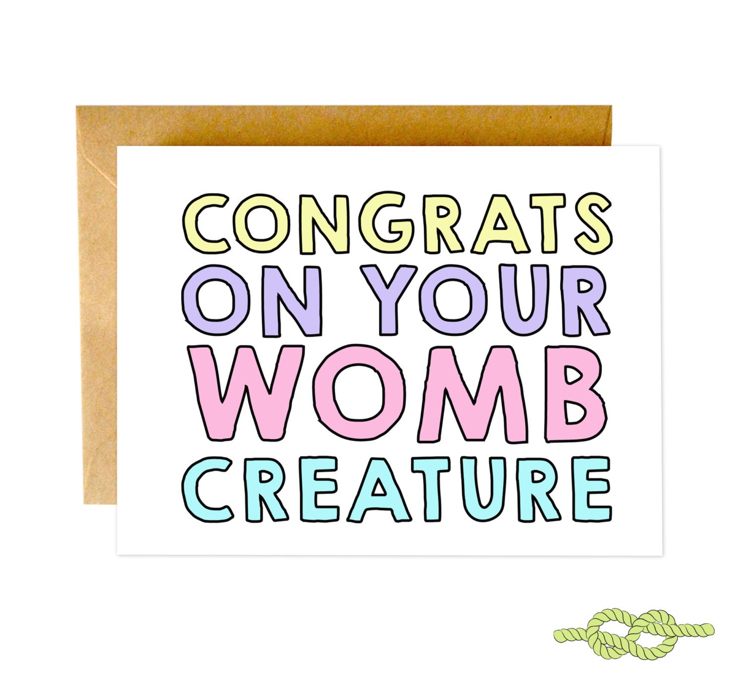Funny Baby Shower Card Funny Greeting Card Baby by KnottyCards