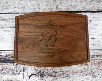 Personalized Cutting Board with Date - Walnut - House Warming -Custom Wedding Gift - Unique Gift