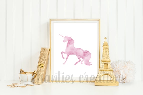  Unicorn  Pink Watercolor Printable Wall Art Unicorn  Home  Decor 