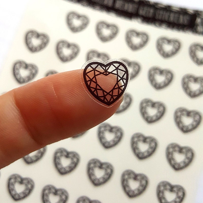 Clear Heart Stickers Heart Gem Stickers Jewel Stickers