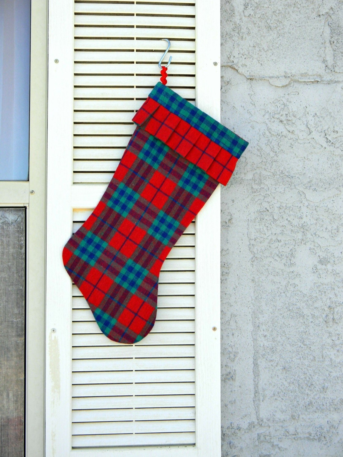 Tartan Christmas Stocking Red Blue Scottish by AllasOriginals
