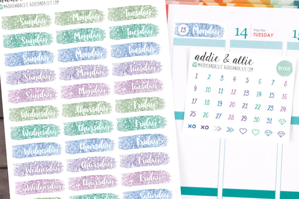 Date Cover Stickers Date Covers Glitter Date by colorPOPpaper