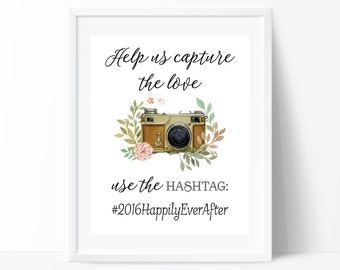 Wedding Hashtag Sign PRINTABLE Art, Instagram Wedding Sign, Instagram Poster, Vintage Wedding, Custom Wedding Sign, Wedding Decor