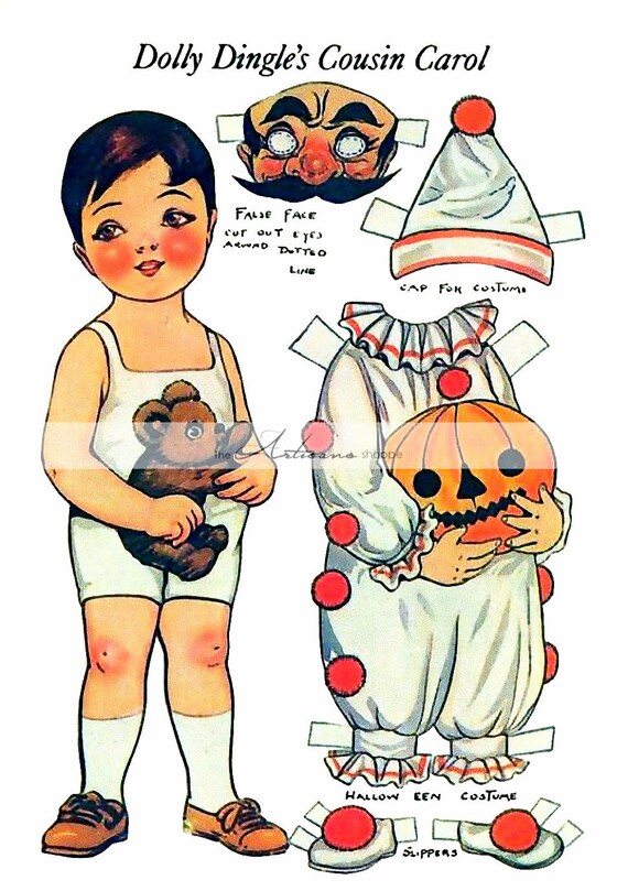 Vintage Halloween Paper Doll Digital Download Printable