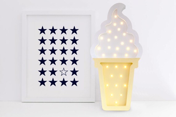 Night Light Ice cream / Marquee light / Wooden by HappyMoonLV