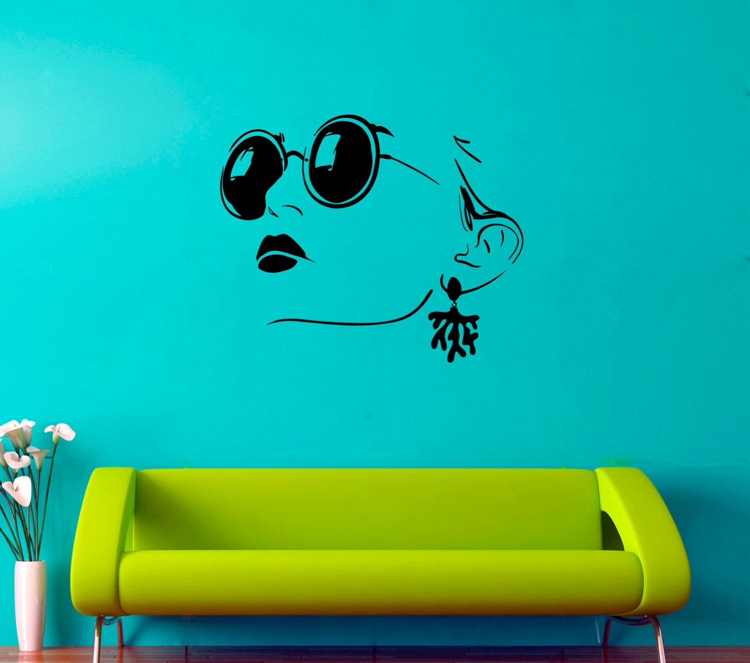 Woman Face Wall Decal Girl With Glasses Sticker Girls Decals