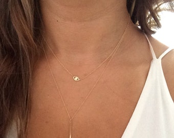 14k solid gold evil eye necklace good luck necklace