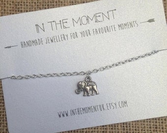 Elephant Bracelet, Elephant Anklet, 5 Size Options, Elephant Charm Bracelet, Elephant Charm Anklet, Indie Jewelry, Gift for Her, Boho Hippie