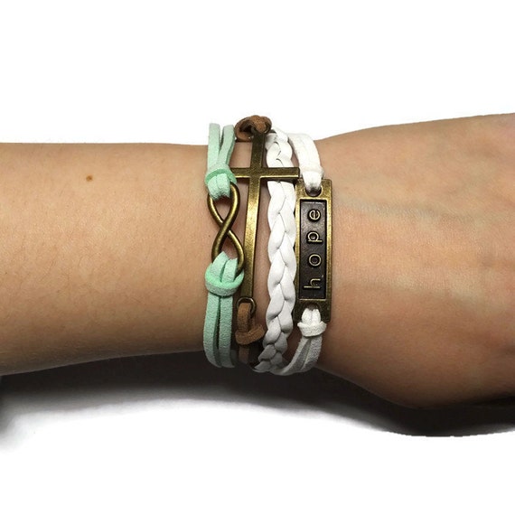 Hope Charm Bracelet Infinity Charm Bracelet Cross Charm